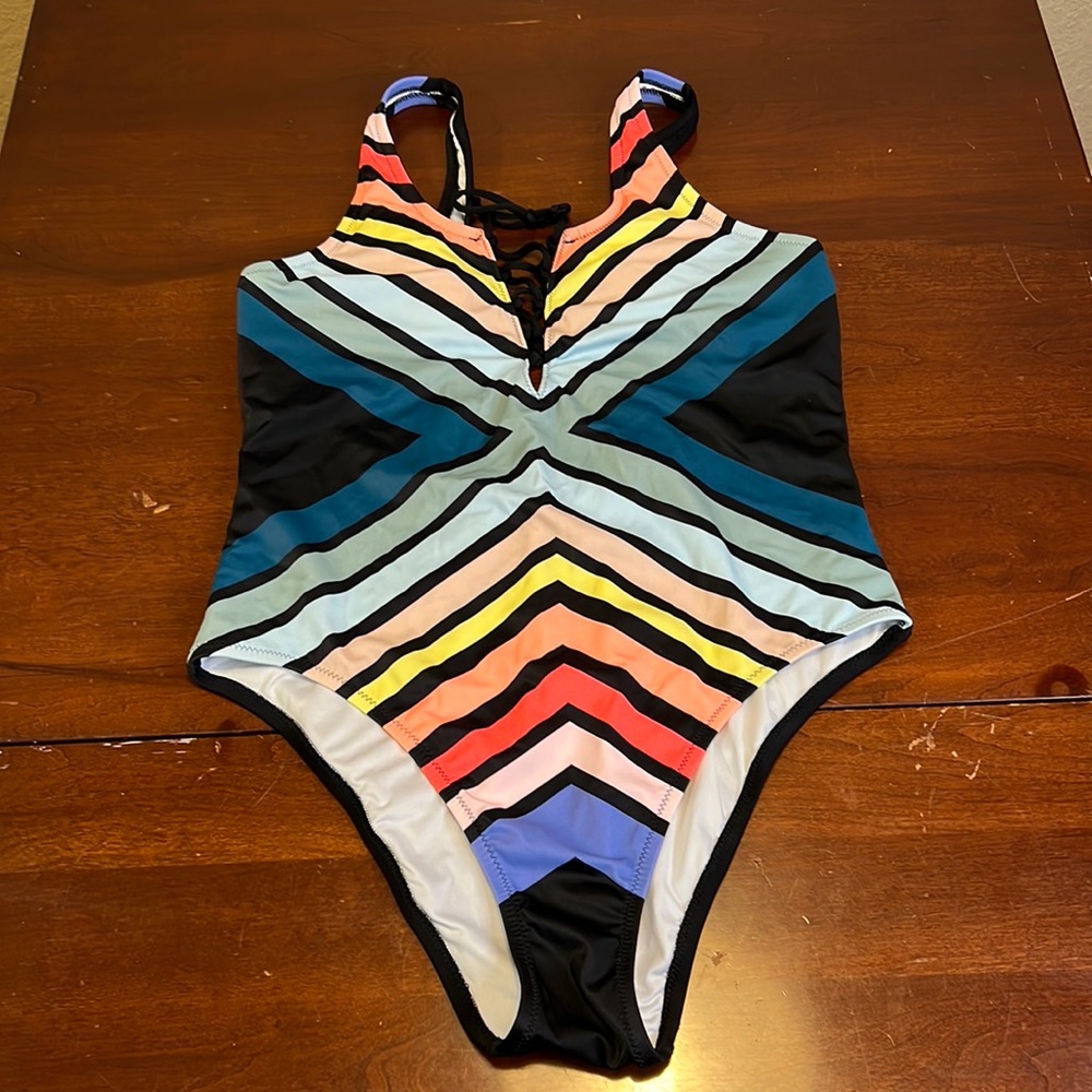 PINK Chevron One-Piece Swimsuit - L